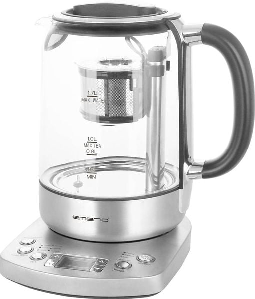 EMERIO WK-122248 Wasserkocher schnurlos, BPA-frei, mit Display Silber, Schwarz Fassungsvermögen: 1.7 l