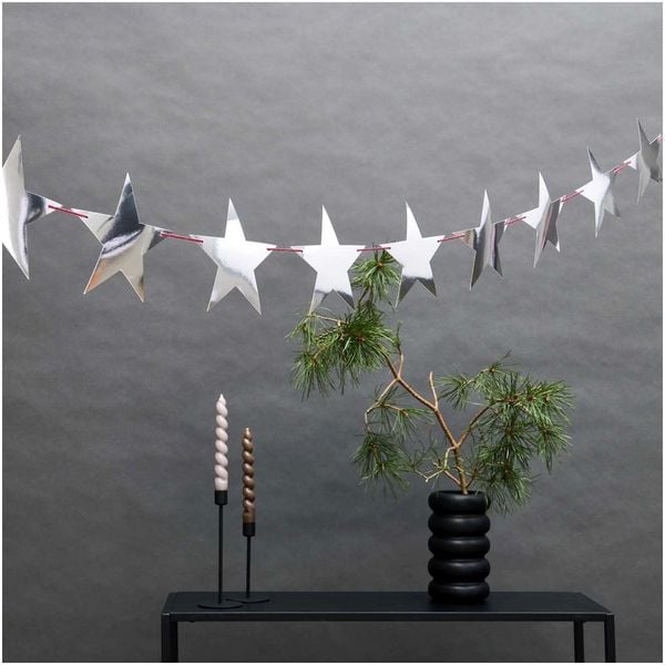 Produktbild: Girlande Sterne, silber MIX, 3 Meter