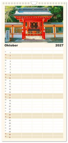 Produktbild: Familienplaner 2027 - Japanische Tempel und Schreine mit 5 Spalten (Wandkalender, 21 x 45 cm) CALVENDO
