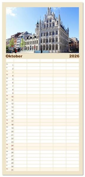 Produktbild: Familienplaner 2026 - Bezauberndes L&ouml;wen in Belgien mit 5 Spalten (Wandkalender, 21 x 45 cm) CALVENDO