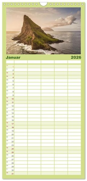 Produktbild: Familienplaner 2026 - F&auml;r&ouml;er &ndash; Faszinierende Inseln im Norden Europas mit 5 Spalten (Wandkalender, 21 x 45 cm) CALVENDO