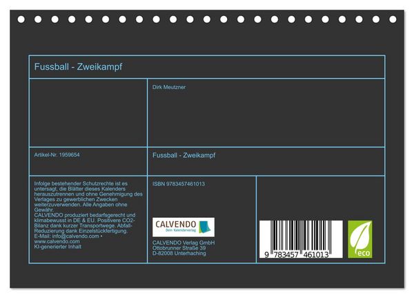 Produktbild: Fussball - Zweikampf (Tischkalender 2026 DIN A5 quer), CALVENDO Monatskalender