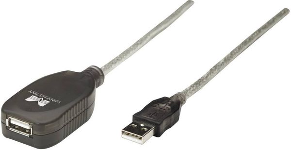 Manhattan USB-Kabel USB 2.0 USB-A Stecker, USB-A Buchse 5.00m Transparent 519779