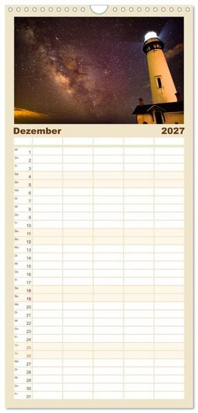 Produktbild: Familienplaner 2027 - Leuchtt&uuml;rme - An den sch&ouml;nsten K&uuml;sten. mit 5 Spalten (Wandkalender, 21 x 45 cm) CALVENDO