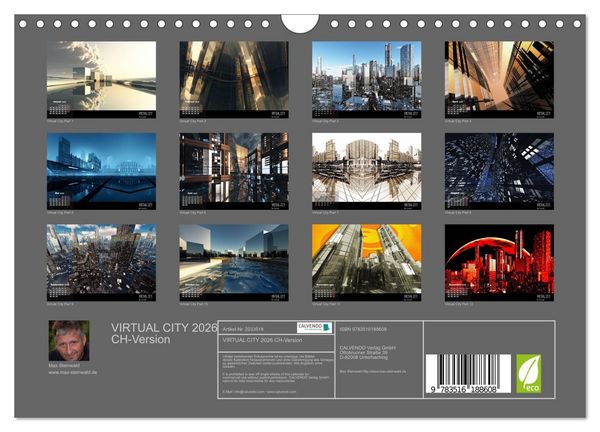 Produktbild: VIRTUAL CITY 2026 CH-Version (Wandkalender 2026 DIN A4 quer), CALVENDO Monatskalender