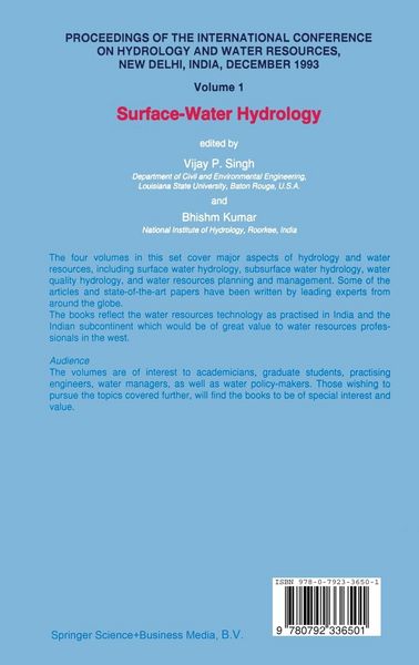 Produktbild: Proceedings of the International Conference on Hydrology and Water Resources, New Delhi, India, December 1993