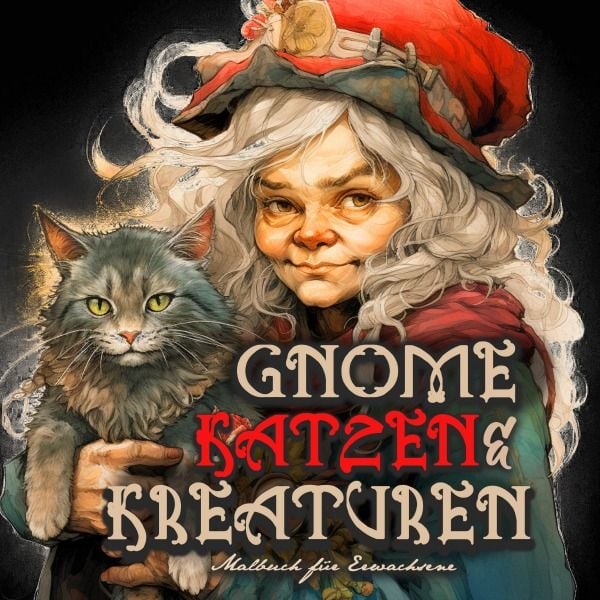 Gnome, Katzen &amp; Kreaturen Malbuch für Erwachsene