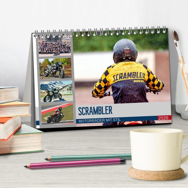 Produktbild: Scrambler Motorr&auml;der mit Stil (Tischkalender 2026 DIN A5 quer), CALVENDO Monatskalender