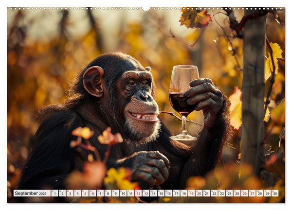Produktbild: Schimpansen - Ein Jahr mit Menschenaffen. (hochwertiger Premium Wandkalender 2026 DIN A2 quer), Kunstdruck in Hochglanz