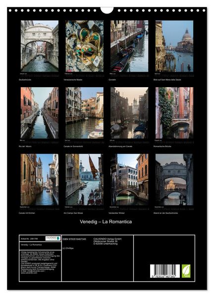 Produktbild: Venedig &ndash; La Romantica (Wandkalender 2026 DIN A3 hoch), CALVENDO Monatskalender