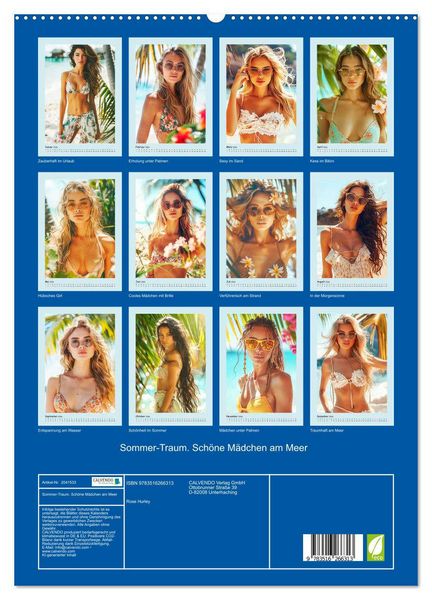 Produktbild: Sommer-Traum. Sch&ouml;ne M&auml;dchen am Meer (hochwertiger Premium Wandkalender 2026 DIN A2 hoch), Kunstdruck in Hochglanz