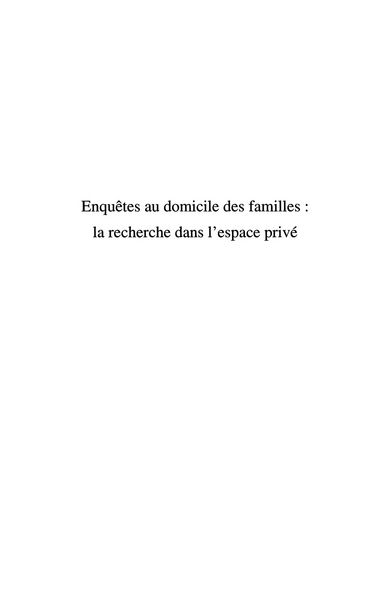 Produktbild: EnquEtes au domicile des familles: la recherche dans l'espac