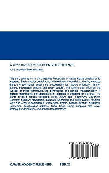 Produktbild: In vitro Haploid Production in Higher Plants