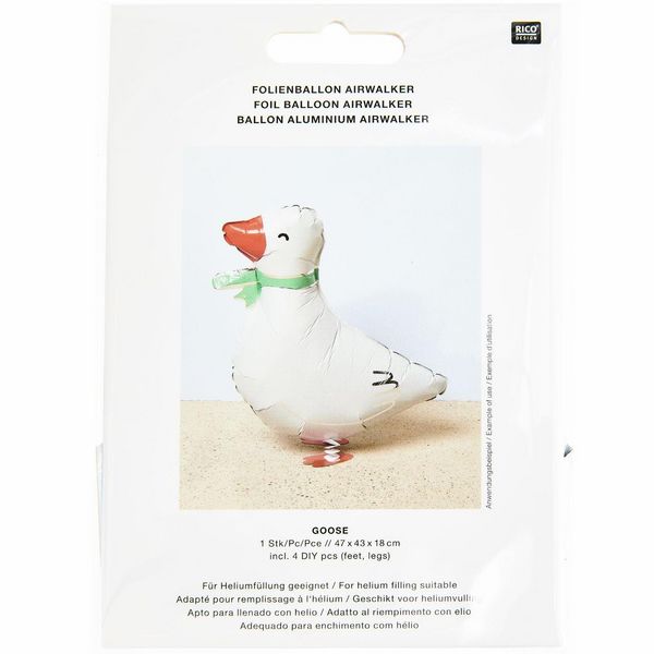 Produktbild: Folienballon Airwalker, Gans, 1 Ballon + 4-DIY Teile, 47 x 43 x 18 cm