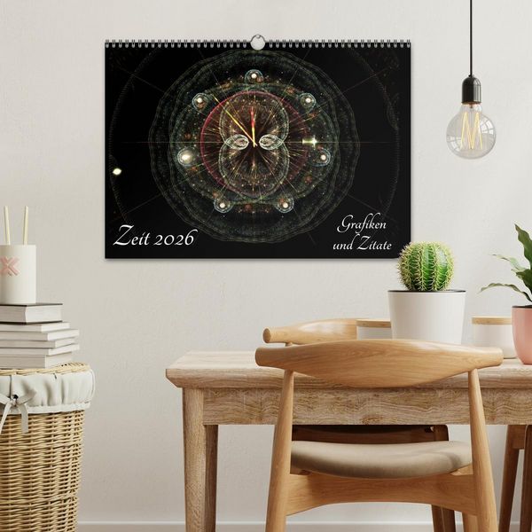 Produktbild: Zeit 2026 - Grafiken und Zitate (Wandkalender 2026 DIN A3 quer), CALVENDO Monatskalender