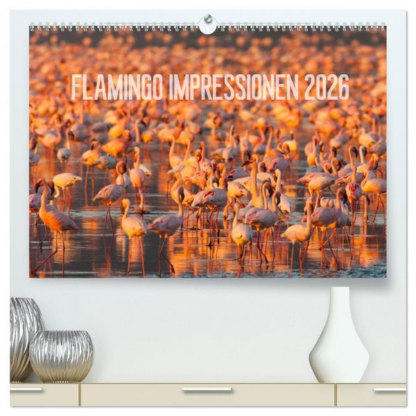 Produktbild: Flamingo Impressionen 2026 (hochwertiger Premium Wandkalender 2026 DIN A2 quer), Kunstdruck in Hochglanz