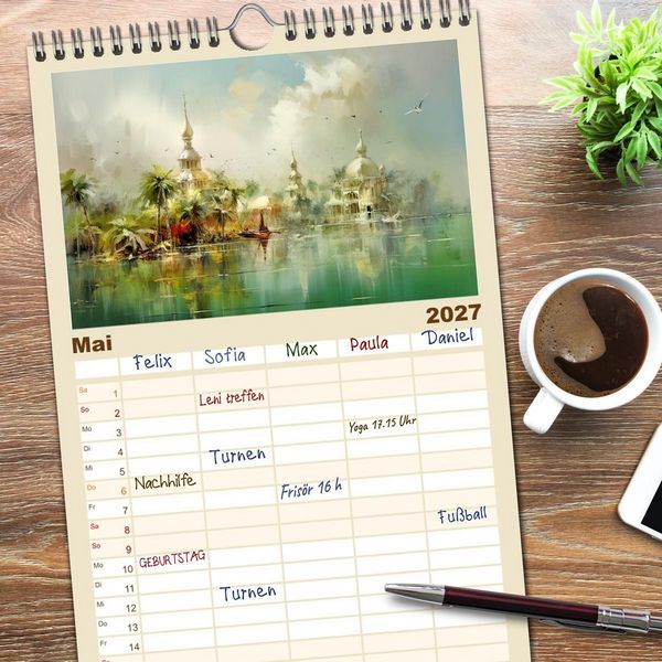 Produktbild: Familienplaner 2027 - Karibisches Flair mit 5 Spalten (Wandkalender, 21 x 45 cm) CALVENDO