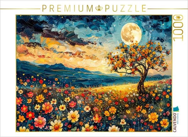 Produktbild: CALVENDO Puzzle Romantische Blumenlandschaften unter n&auml;chtlichem Himmel | 1000 Teile Lege-Gr&ouml;&szlig;e 64x48cm Foto-Puzzle f&uuml;r gl&uuml;ckliche Stunden
