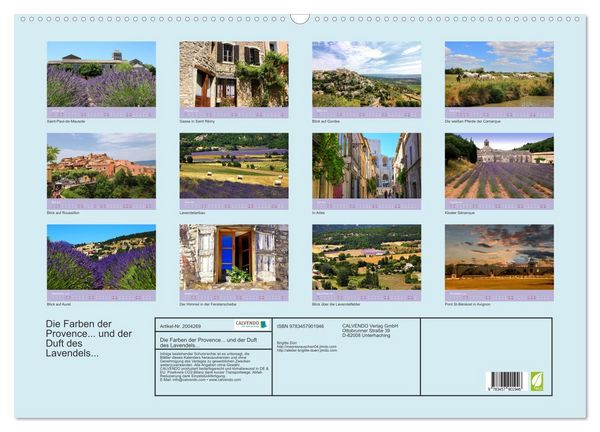 Produktbild: Die Farben der Provence... und der Duft des Lavendels... (Wandkalender 2026 DIN A2 quer), CALVENDO Monatskalender