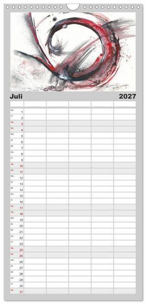 Produktbild: Familienplaner 2027 - Abstrakte Aquarelle mit 5 Spalten (Wandkalender, 21 x 45 cm) CALVENDO