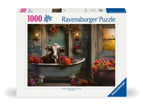 Produktbild: Erwachsenenpuzzle 1000 Teile - Die Kuh in der Badewanne