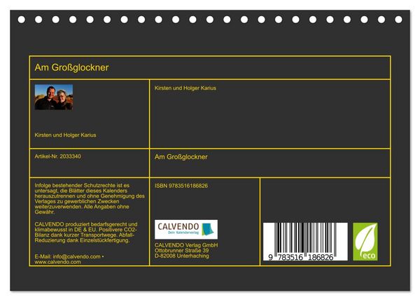Produktbild: Am Gro&szlig;glockner (Tischkalender 2026 DIN A5 quer), CALVENDO Monatskalender