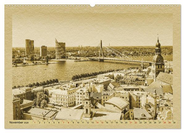 Produktbild: Riga &ndash; Ein Kalender im Zeitungsstil (Wandkalender 2026 DIN A2 quer), CALVENDO Monatskalender
