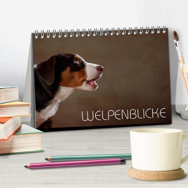 Produktbild: Welpenblicke (Tischkalender 2026 DIN A5 quer), CALVENDO Monatskalender