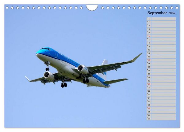 Produktbild: Flugzeuge &ndash; Starts und Landeanfl&uuml;ge Geburtstagsplaner (Wandkalender 2026 DIN A4 quer), CALVENDO Monatskalender