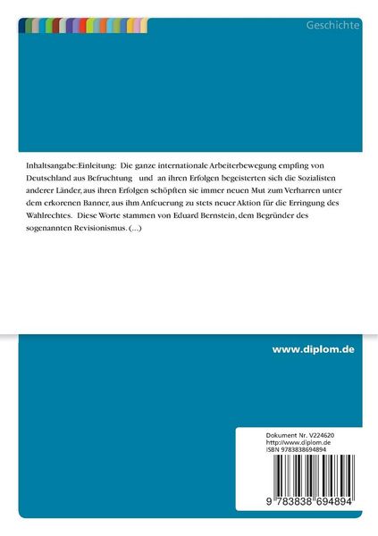 Produktbild: Das Verh&auml;ltnis zwischen den deutschen Revisionisten und dem westeurop&auml;ischen Sozialismus 1895 - 1918