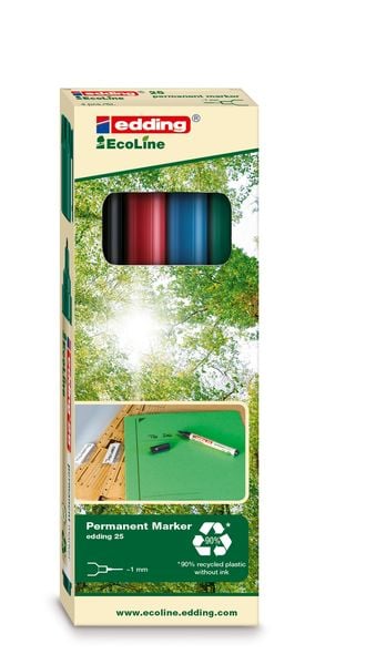 Produktbild: Edding Permanentmarker EcoLine 25, 4er Set