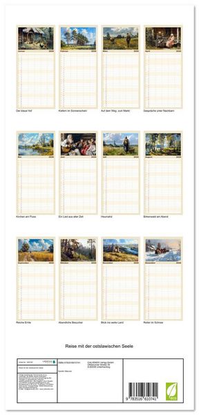 Produktbild: Familienplaner 2026 - Reise mit der ostslawischen Seele mit 5 Spalten (Wandkalender, 21 x 45 cm) CALVENDO