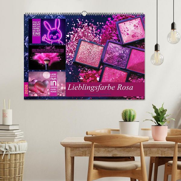 Produktbild: Lieblingsfarbe Rosa - mit coolen Spr&uuml;chen (Wandkalender 2026 DIN A2 quer), CALVENDO Monatskalender