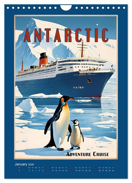 Produktbild: World Travel Posters - Nostalgic Trip Around the Globe (Wall Calendar 2026 DIN A4 portrait), CALVENDO 12 Month Wall Calendar