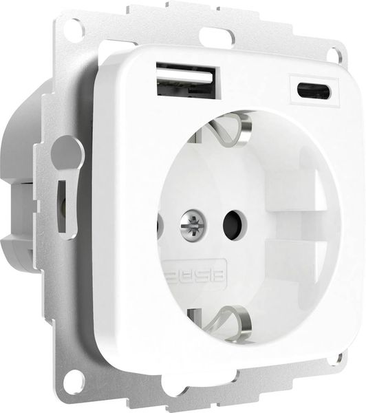 Produktbild: 2USB 2U-449368 Schutzkontakt-Steckdose erh&ouml;hter Ber&uuml;hrungsschutz, mit USB-Ladeausgang IP20 Reinwei&szlig; (gl&auml;nzend)