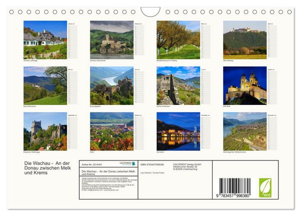 Produktbild: Die Wachau - An der Donau zwischen Melk und Krems (Wandkalender 2026 DIN A4 quer), CALVENDO Monatskalender