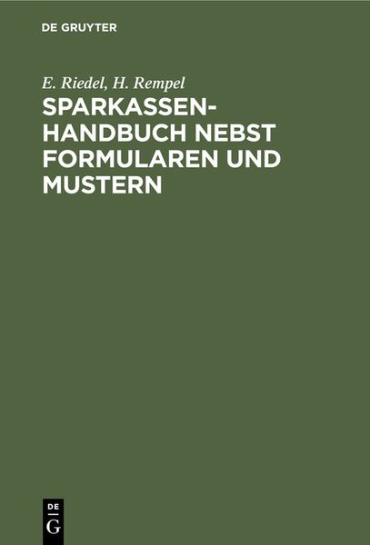Produktbild: Sparkassenhandbuch nebst Formularen und Mustern