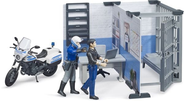 Produktbild: bruder 62732 bworld Polizeistation mit Polizeimotorrad und 2 Figuren