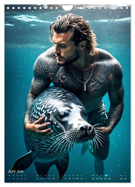 Produktbild: Athletische Kerle - Muskeln, Tattoos und Wassertiere (Wandkalender 2026 DIN A4 hoch), CALVENDO Monatskalender