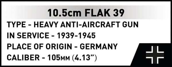 Produktbild: COBI Historical Collection 3142 - 10,5 cm Flak 39, WWII, Bausatz 1:35, 339/2 Klemmbausteine