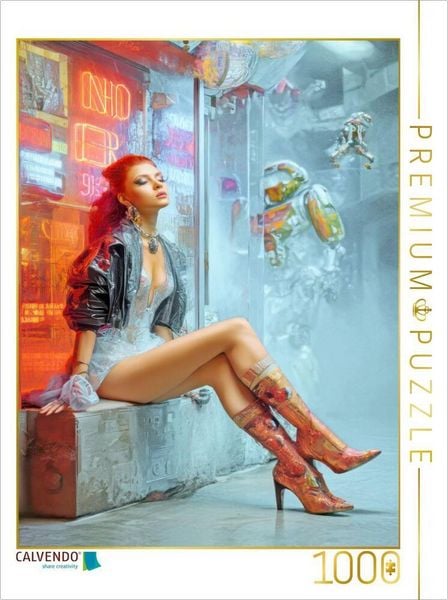CALVENDO Puzzle Cyberpunk Neonwelt | 1000 Teile Lege-Größe 64x48cm Foto-Puzzle für glückliche Stunden