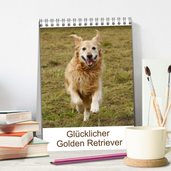 Produktbild: Gl&uuml;cklicher Golden Retriever (Tischkalender 2026 DIN A5 hoch), CALVENDO Monatskalender