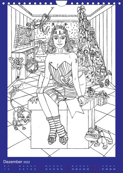 Produktbild: Burlesque Malkalender, Malbuch / burlesque coloring book mit Bildern von Sara Horwath (Wandkalender 2022 DIN A4 hoch)