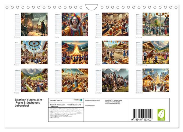 Produktbild: Boarisch durchs Jahr - Feste Br&auml;uche und Lebenslust (Wandkalender 2026 DIN A4 quer), CALVENDO Monatskalender