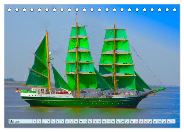 Produktbild: Ein detaillierter Blick auf Segelschiffe (Tischkalender 2026 DIN A5 quer), CALVENDO Monatskalender