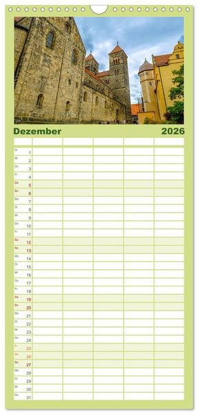 Produktbild: Familienplaner 2026 - Ein Blick auf Quedlinburg mit 5 Spalten (Wandkalender, 21 x 45 cm) CALVENDO