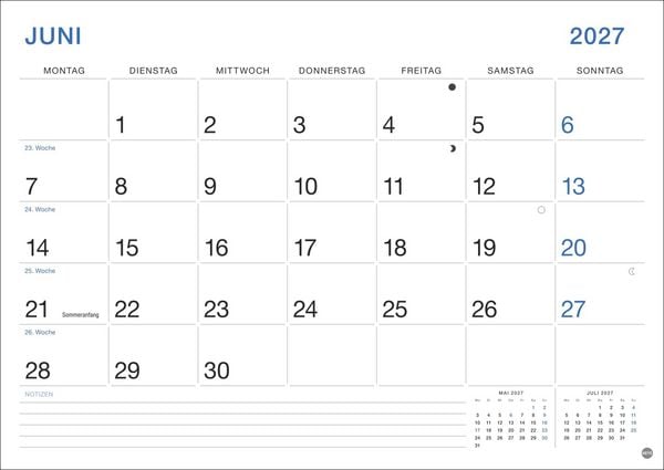 Produktbild: B&uuml;ro Monatsplaner 2027