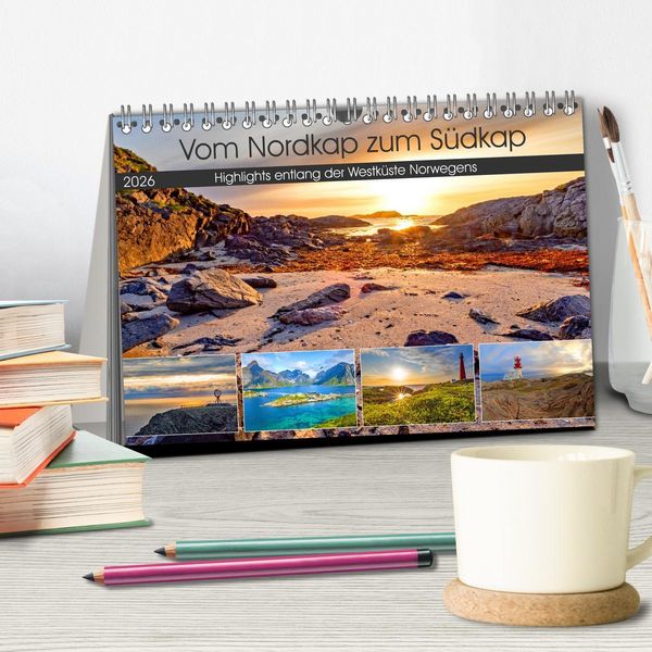 Produktbild: Vom Nordkap zum S&uuml;dkap (Tischkalender 2026 DIN A5 quer), CALVENDO Monatskalender