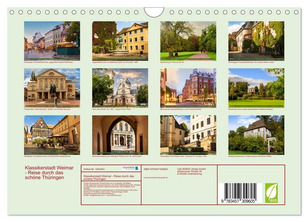 Produktbild: Klassikerstadt Weimar - Reise durch das sch&ouml;ne Th&uuml;ringen (Wandkalender 2026 DIN A4 quer), CALVENDO Monatskalender