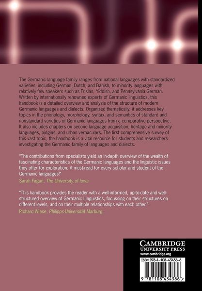 Produktbild: The Cambridge Handbook of Germanic Linguistics